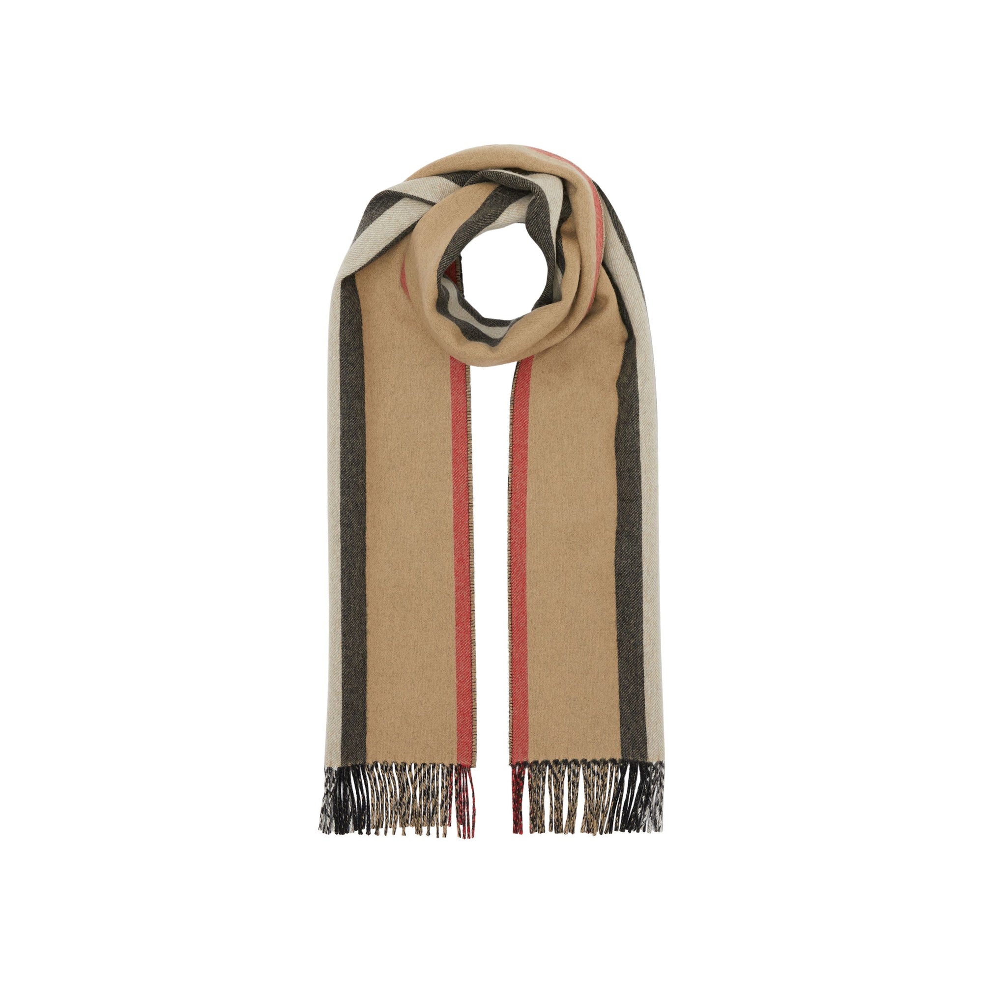 Écharpe réversible en cachemire à rayures iconiques - Beige d'archive
