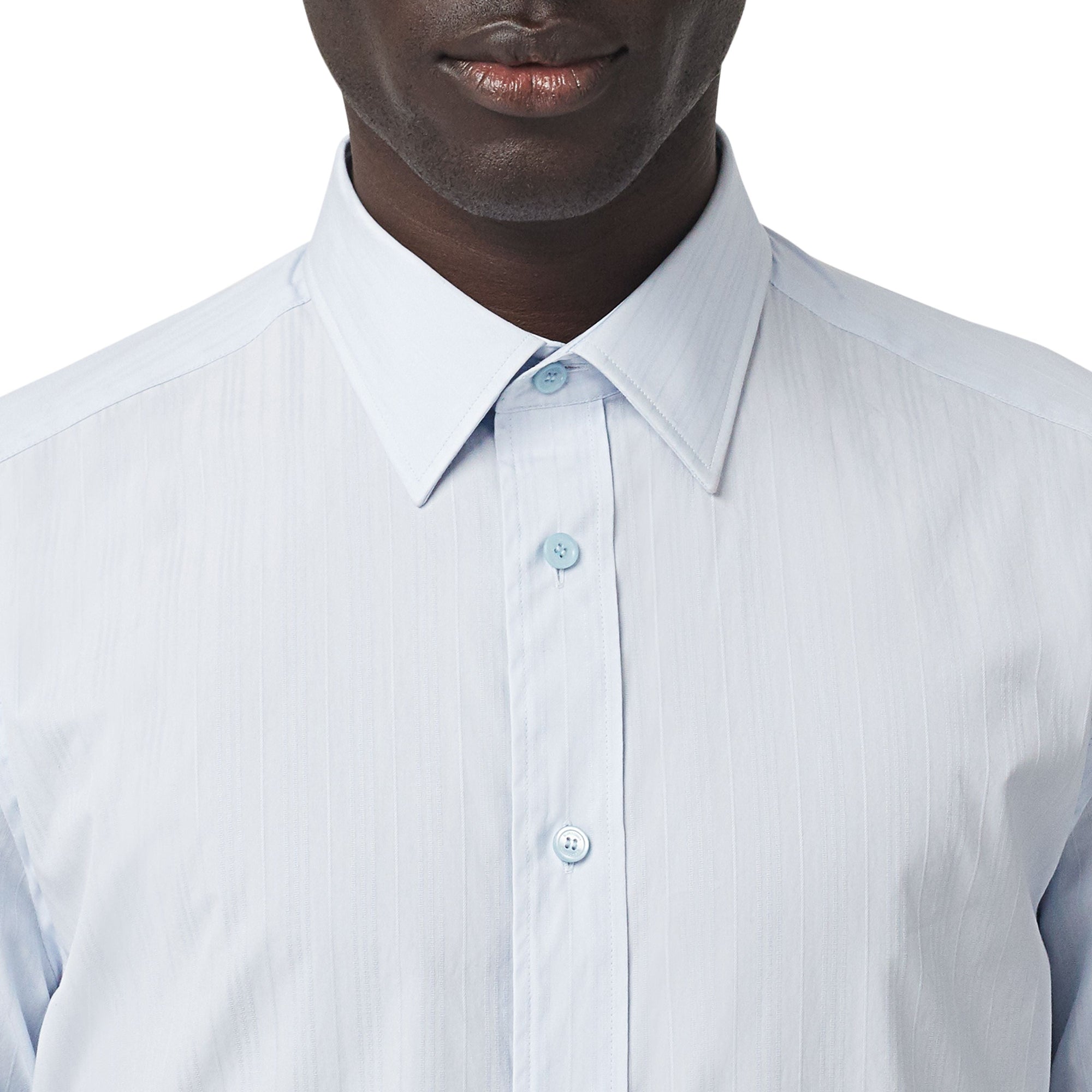 Chemise classique en coton rayée - Bleu Pâle