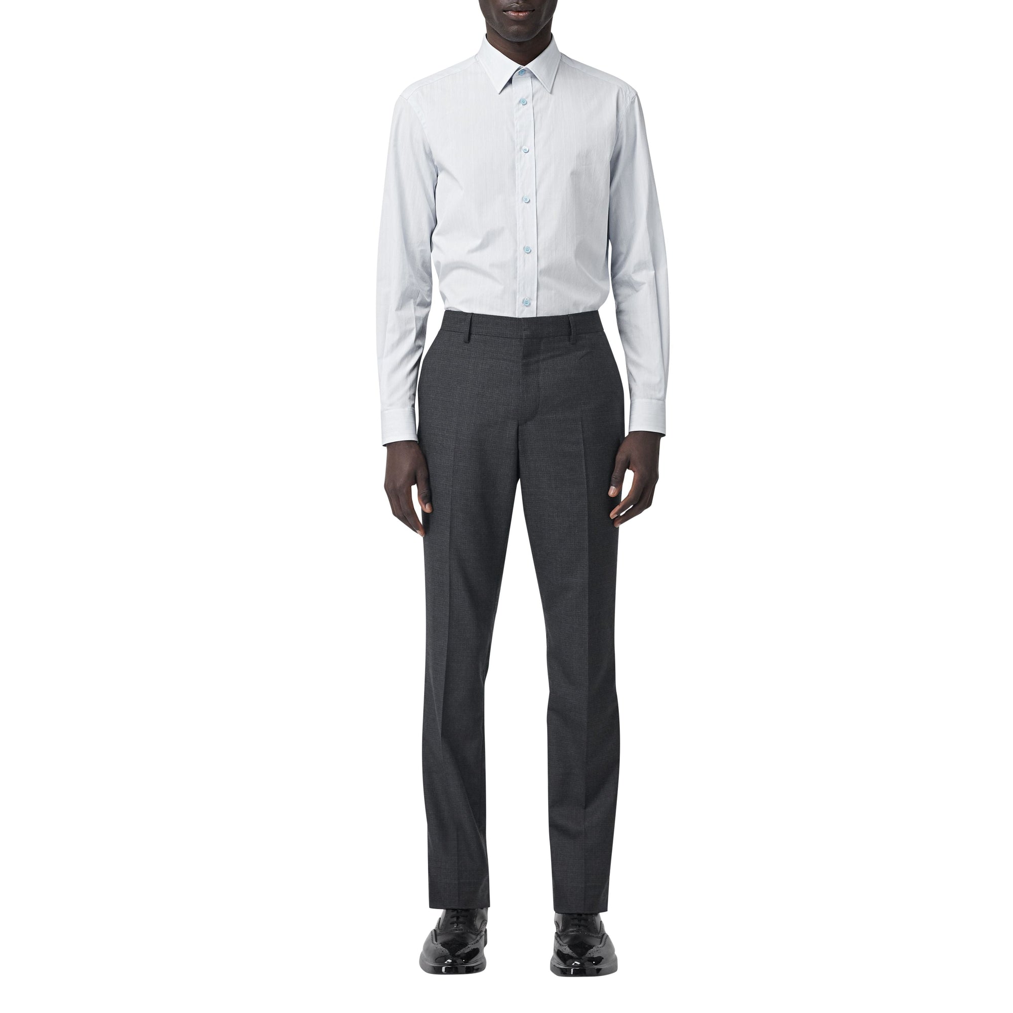 Chemise classique en coton rayée - Bleu Pâle
