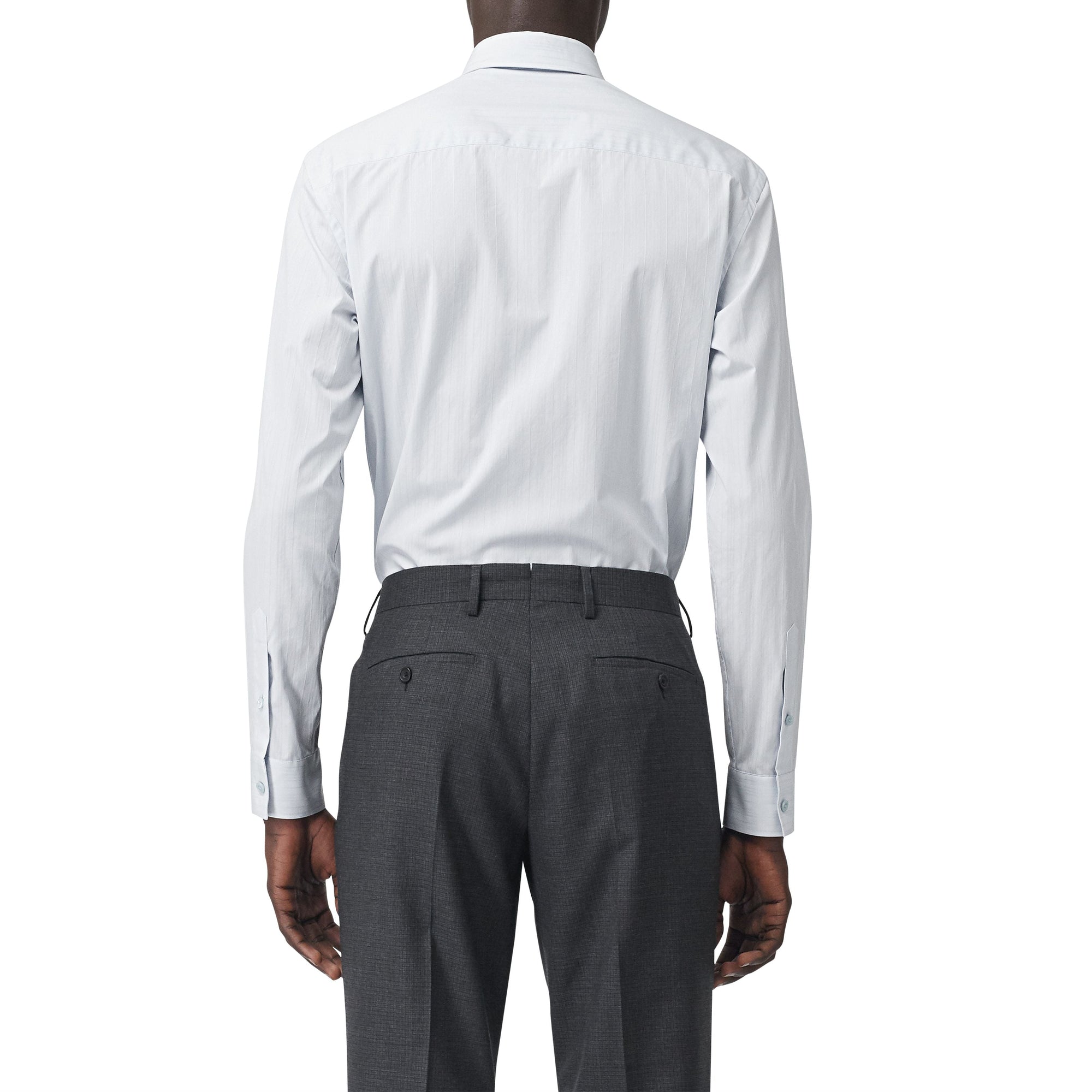 Chemise classique en coton rayée - Bleu Pâle