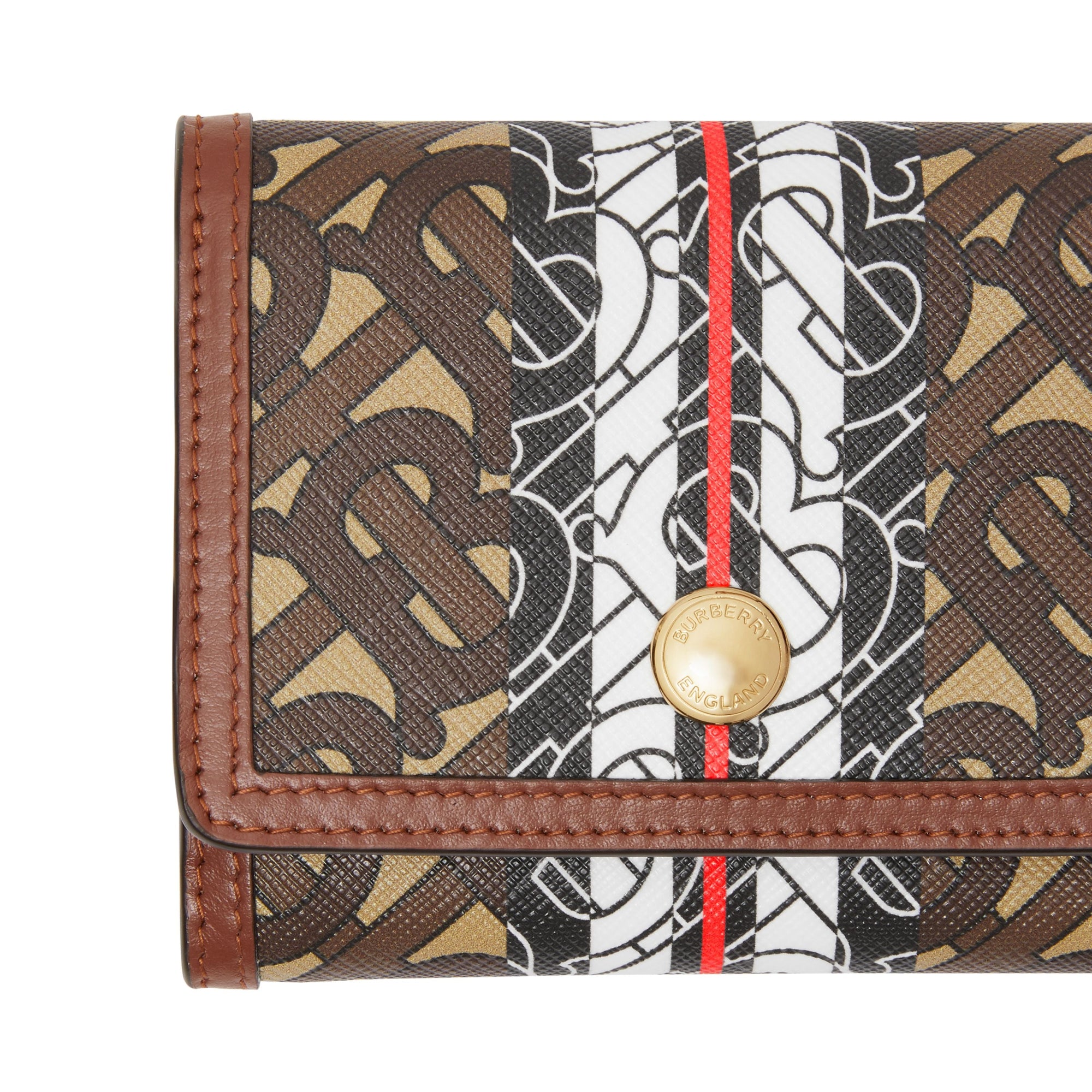 BRIDLE BROWN Petit portefeuille à rabat en toile écologique rayé Monogram