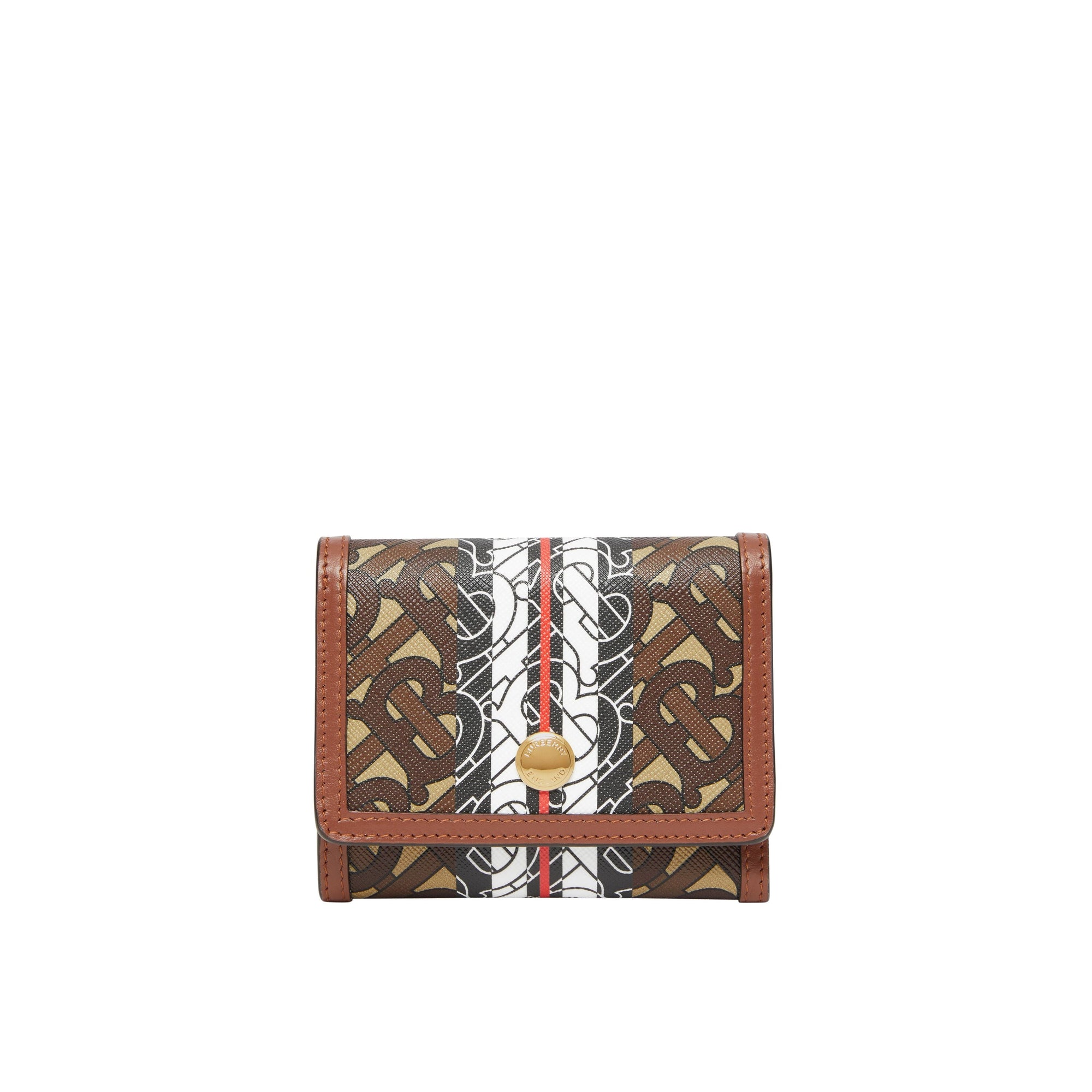 BRIDLE BROWN Petit portefeuille à rabat en toile écologique rayé Monogram