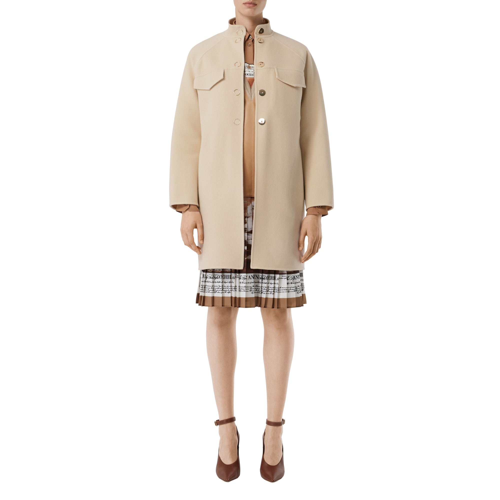 Manteau ajusté en laine et cachemire - Sésame