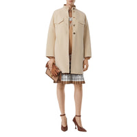 Manteau ajusté en laine et cachemire - Sésame