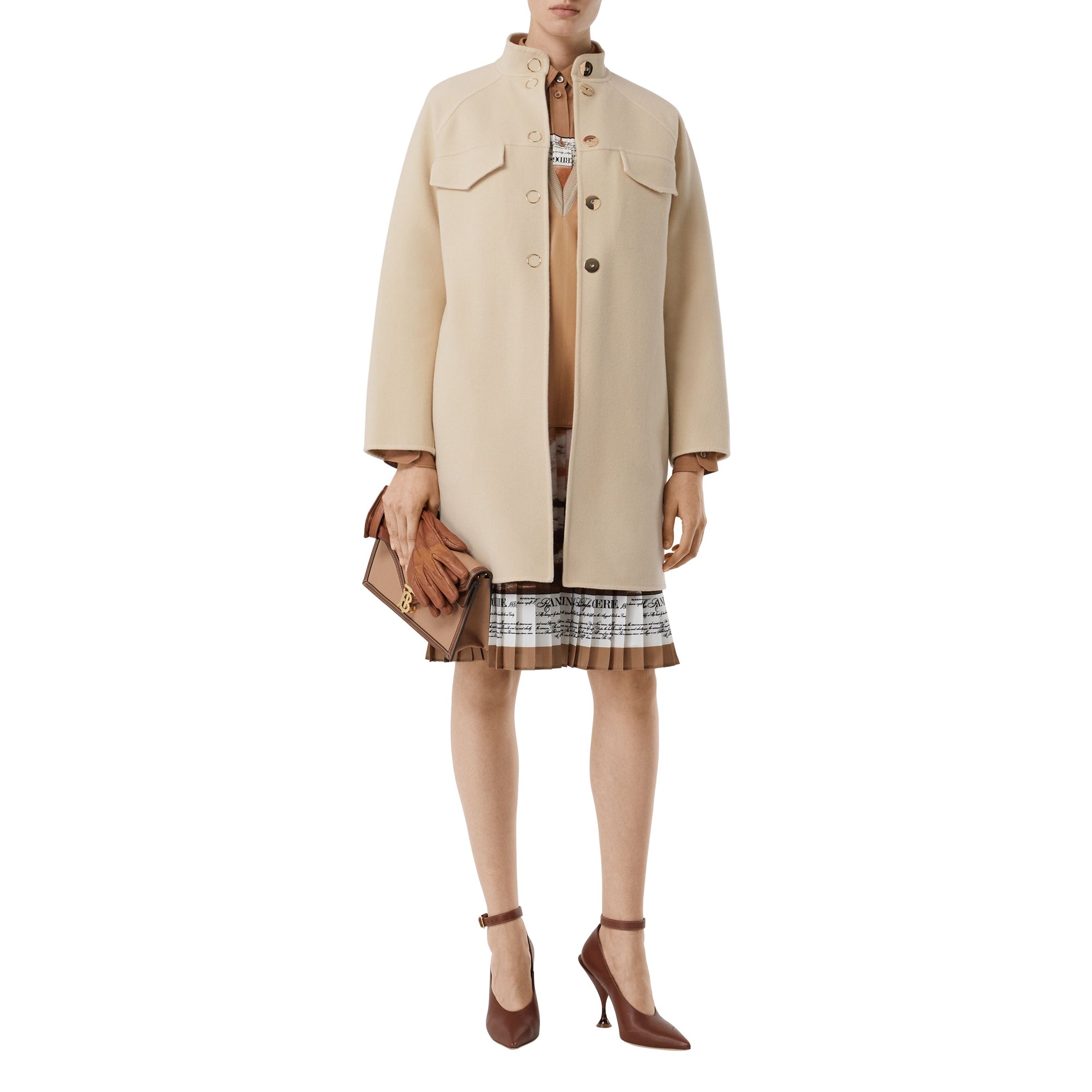 Manteau ajusté en laine et cachemire - Sésame