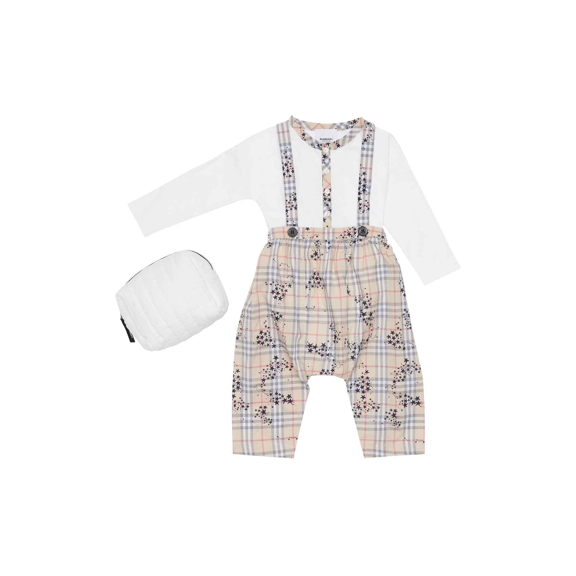 BRIGHT NAVY PATTERN Coffret cadeau deux pièces pour bébé en coton check à imprimé étoilé