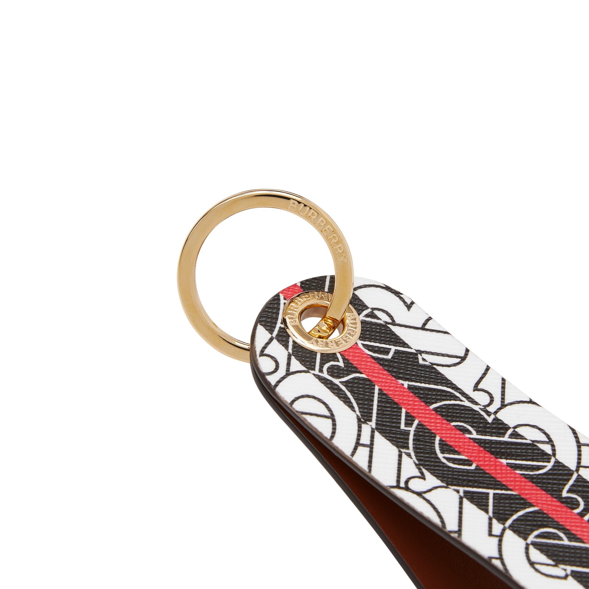 BRIDLE BROWN IP PTTN Porte-clés en cuir et toile écologique rayé Monogram