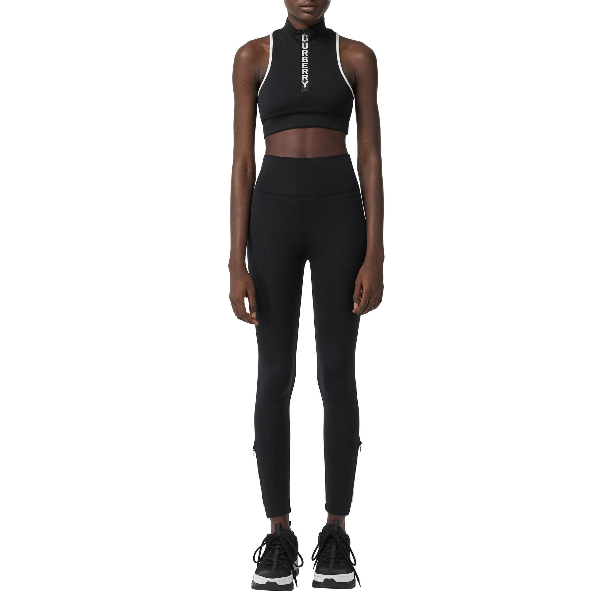 Haut court en jersey stretch avec logo - Noir