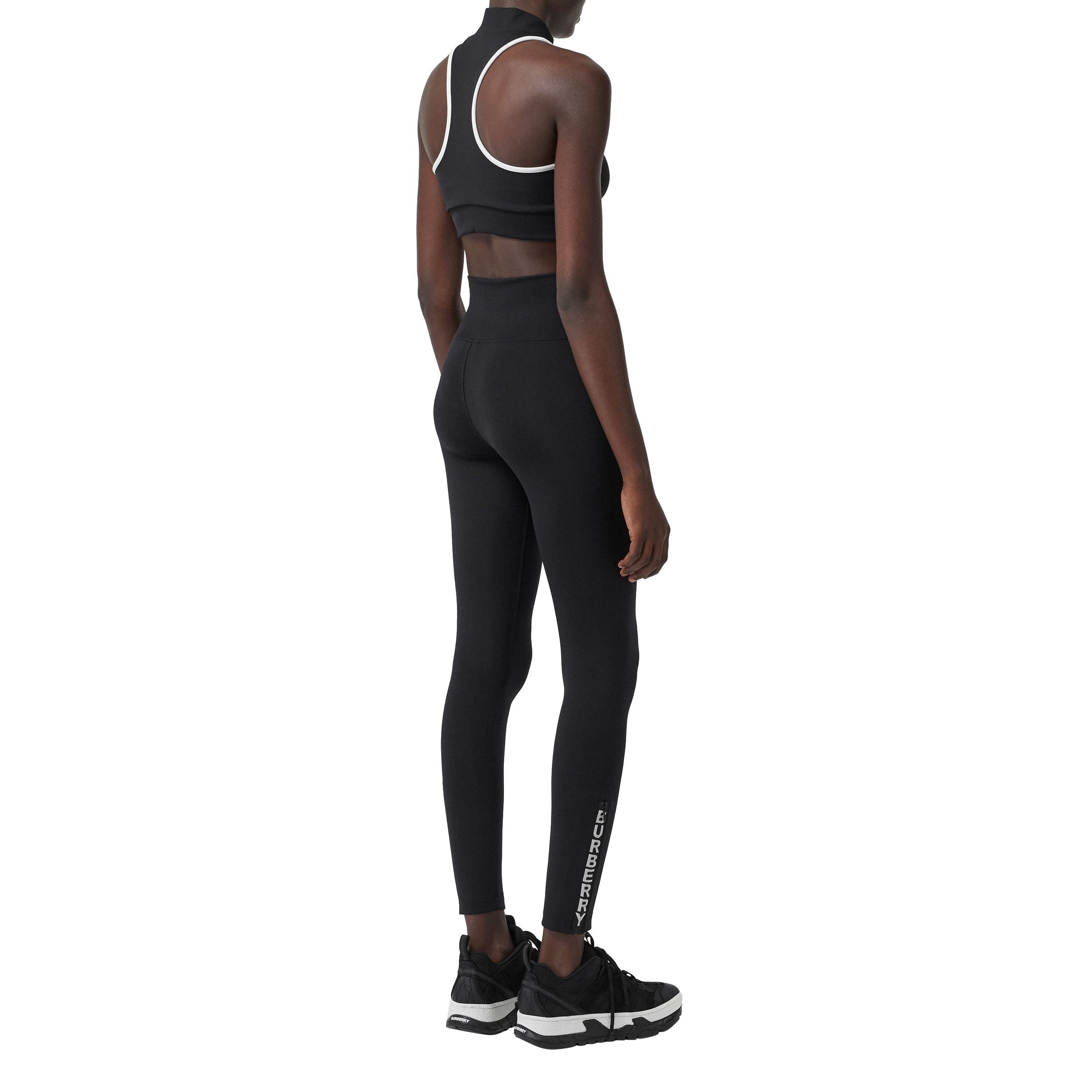 Haut court en jersey stretch avec logo - Noir