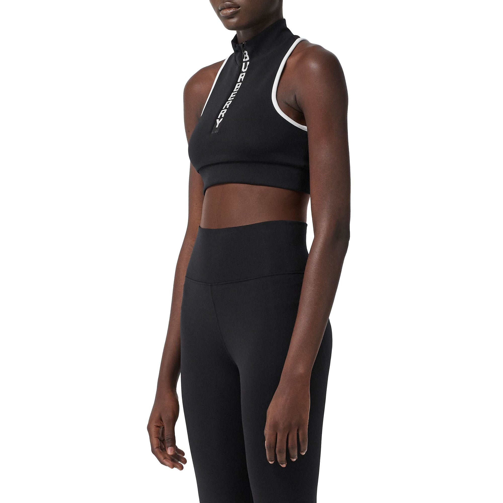 Haut court en jersey stretch avec logo - Noir