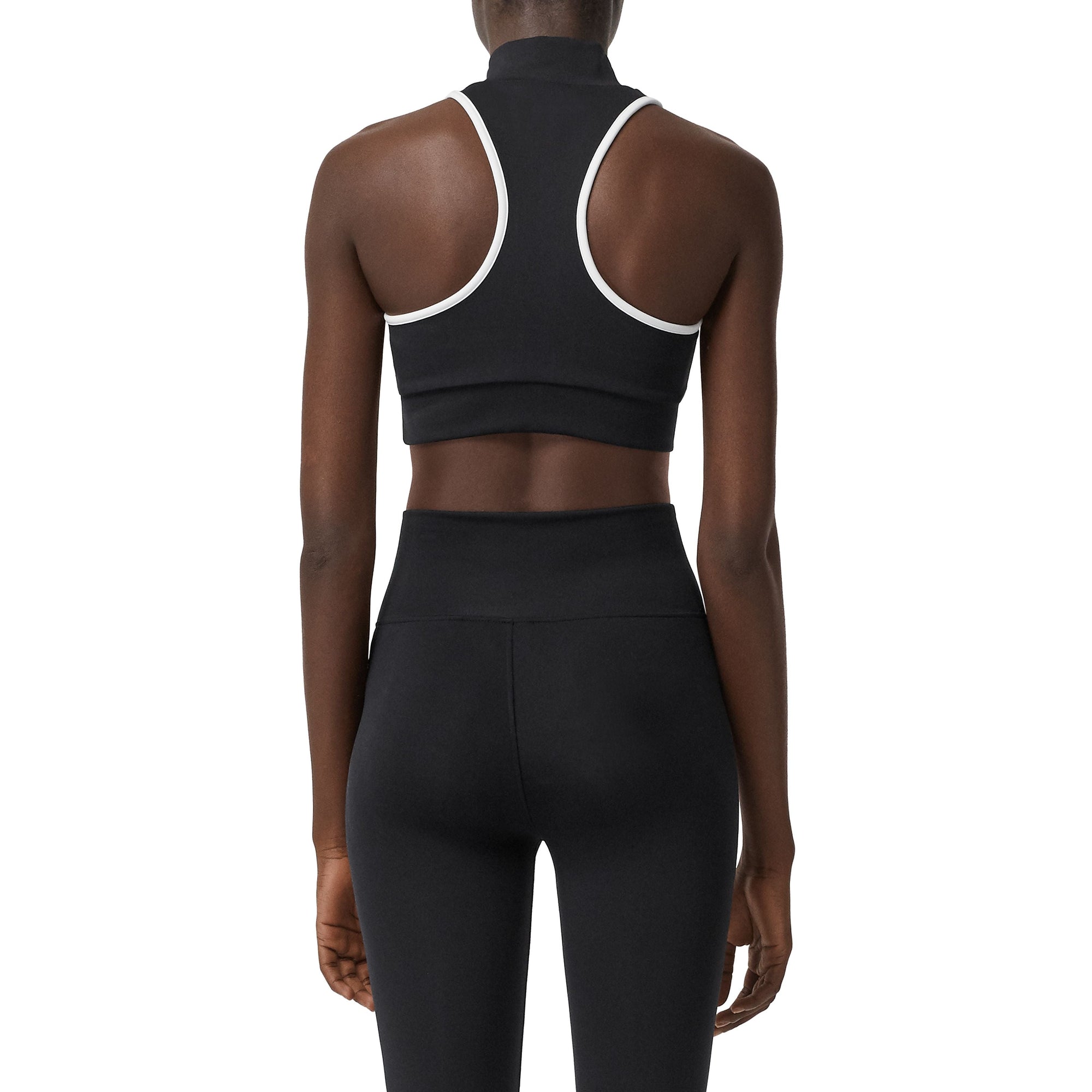 Haut court en jersey stretch avec logo - Noir