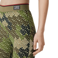 Legging en jersey stretch monogram - Vert kaki