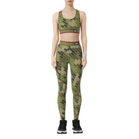 Legging en jersey stretch monogram - Vert kaki