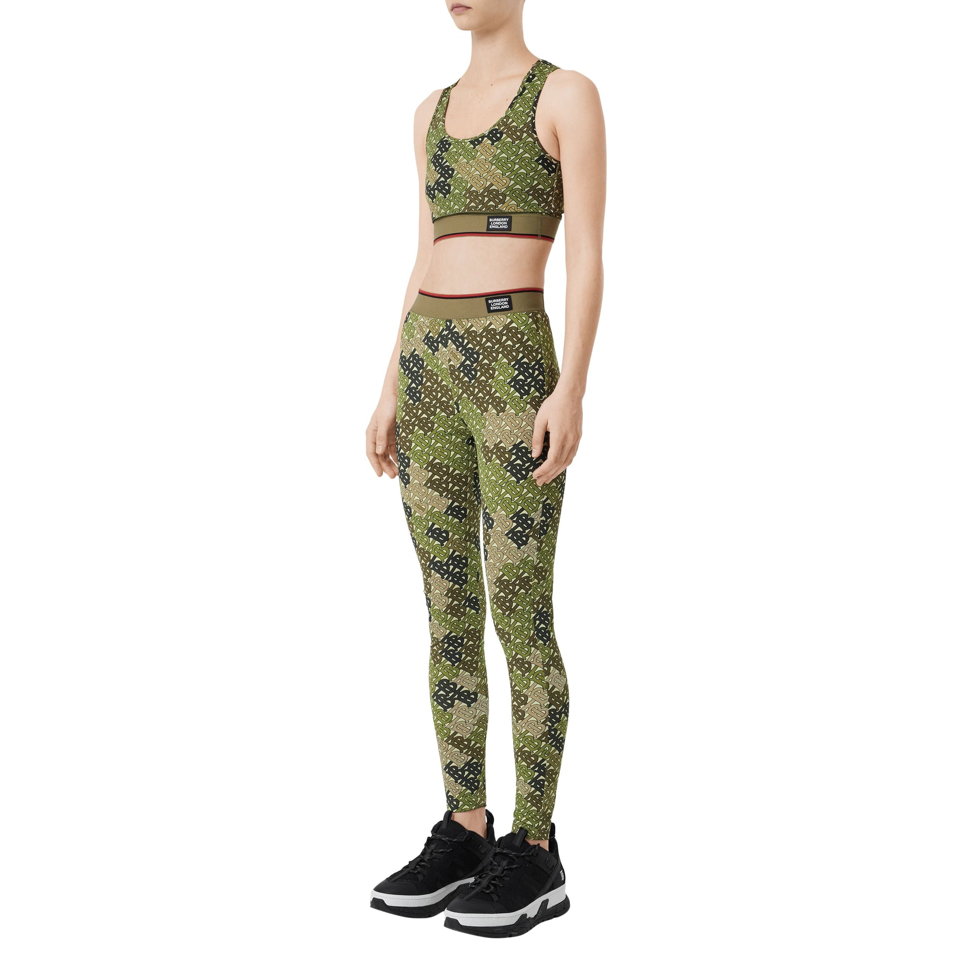 Legging en jersey stretch monogram - Vert kaki