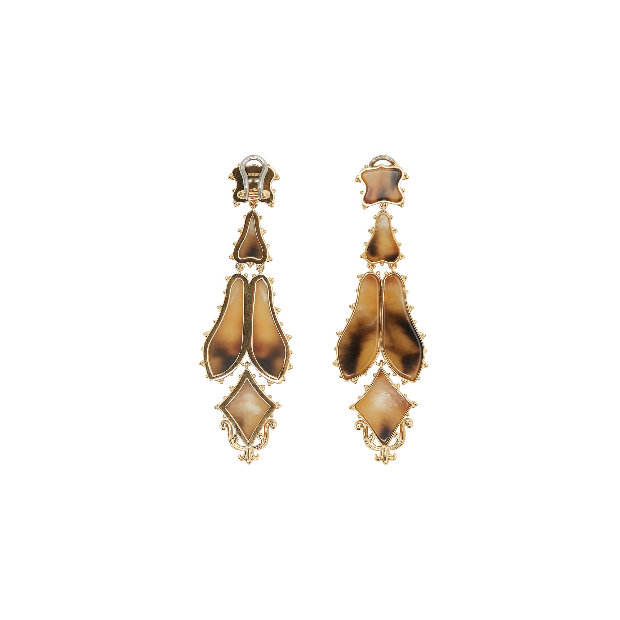 Pendants d'oreilles en résine et plaqués or - Or Clair & Corne