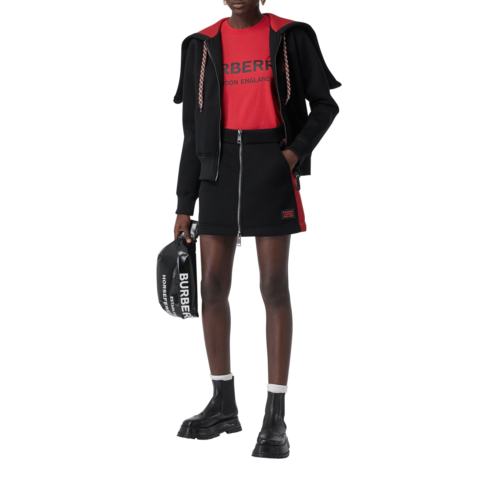 Minijupe en néoprène avec logo - Noir