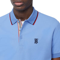 OPAL BLUE Polo en piqué de coton Monogram