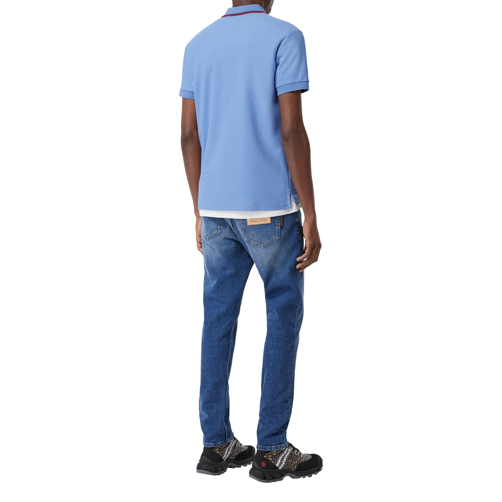 OPAL BLUE Polo en piqué de coton Monogram