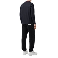 Polo à manches longues en piqué de coton monogram - Marine