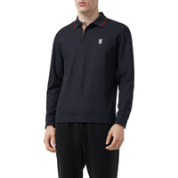 NAVY Polo à manches longues en piqué de coton Monogram