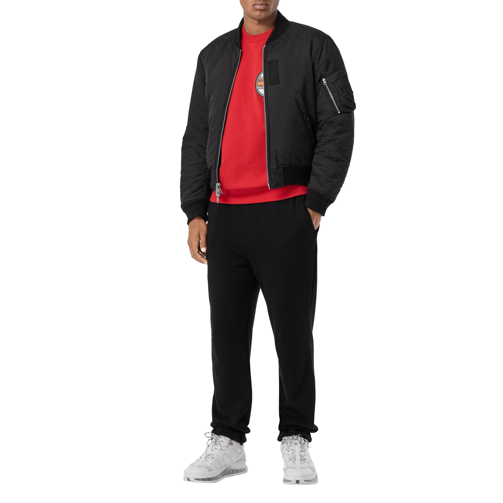 Bomber réversible en jacquard d'econyl® monogram - Noir