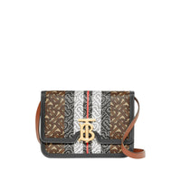 Petit sac TB en toile écologique rayé Monogram - Brun Bride