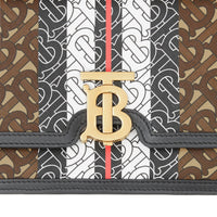 Petit sac TB en toile écologique rayé Monogram - Brun Bride