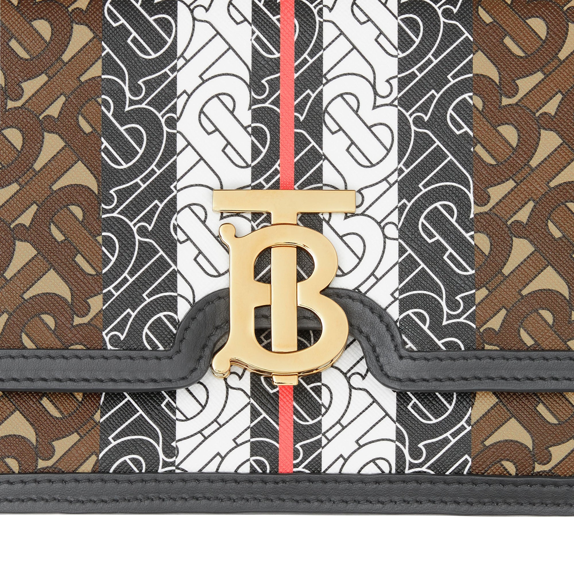Petit sac TB en toile écologique rayé Monogram - Brun Bride