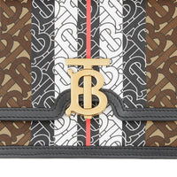 Petit sac TB en toile écologique rayé monogram - Brun clair