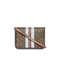 Petit sac TB en toile écologique rayé monogram - Brun clair