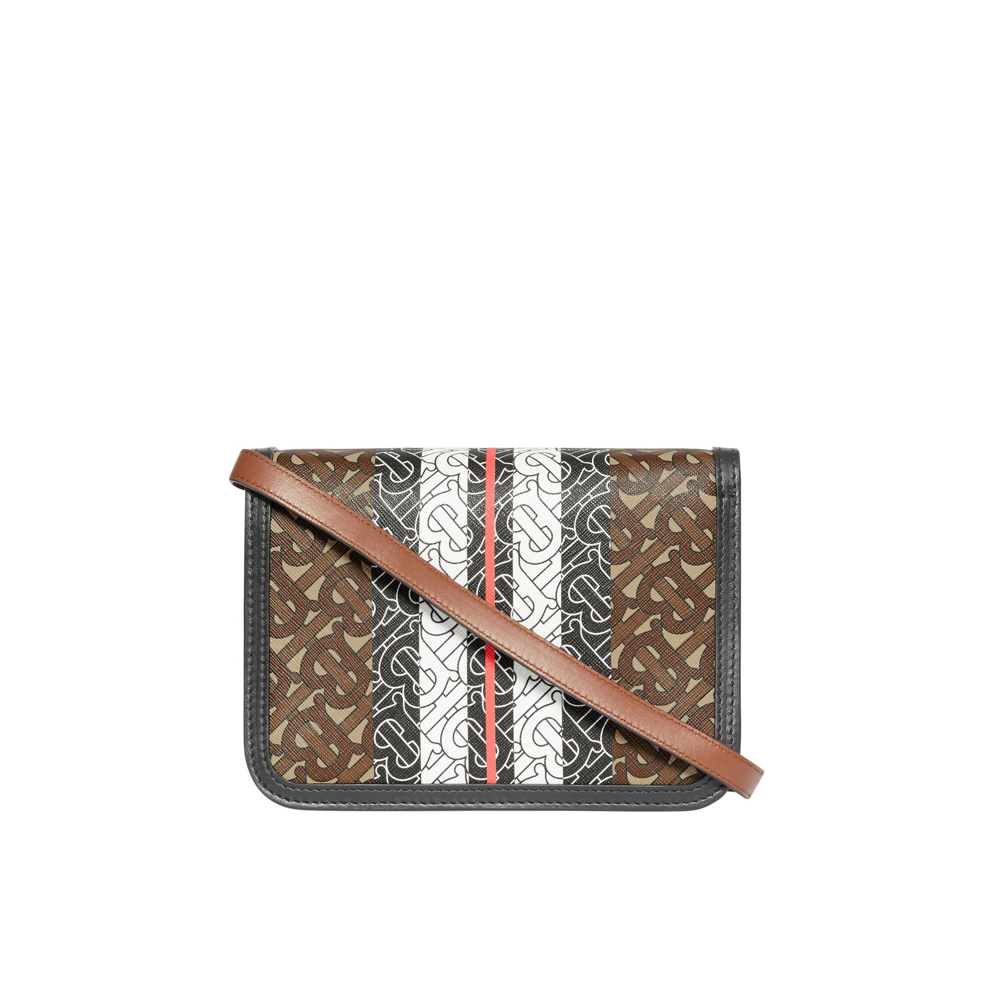 Petit sac TB en toile écologique rayé monogram - Brun clair
