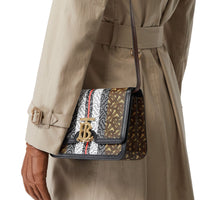 Petit sac TB en toile écologique rayé Monogram - Brun Bride