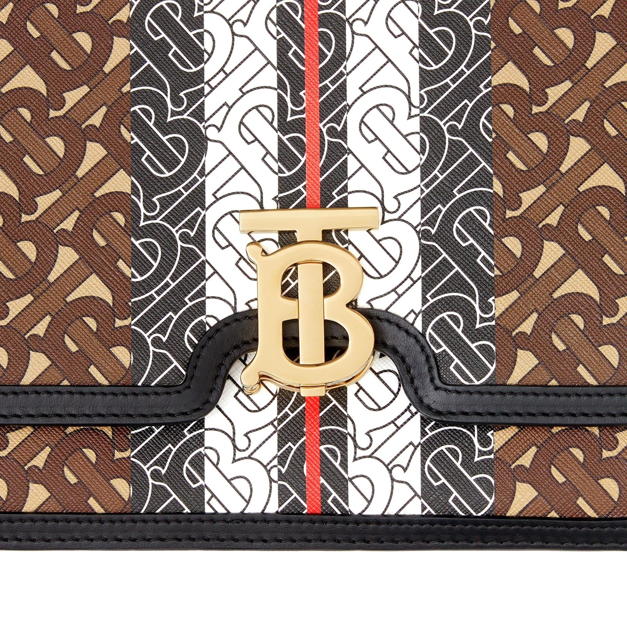 Sac tb moyen en toile écologique rayé monogram - Brun bride