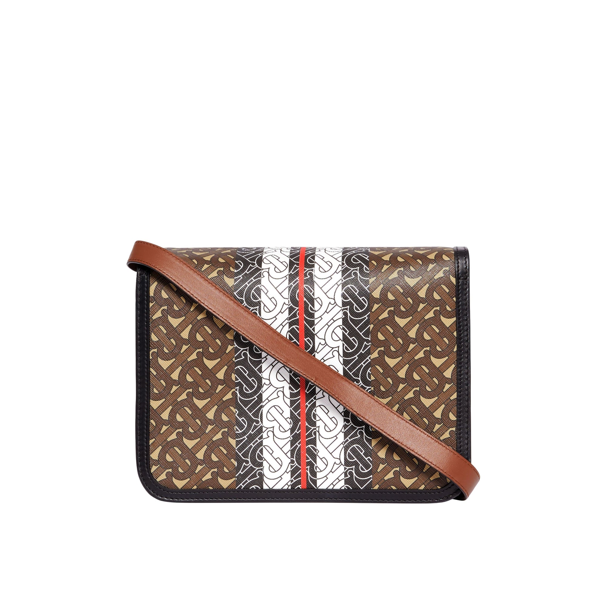 Sac TB moyen en toile écologique rayé Monogram - Brun Bride