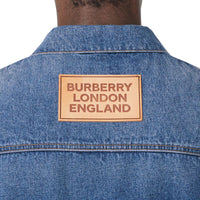 Veste en denim délavé avec logo appliqué - Bleu indigo moyen