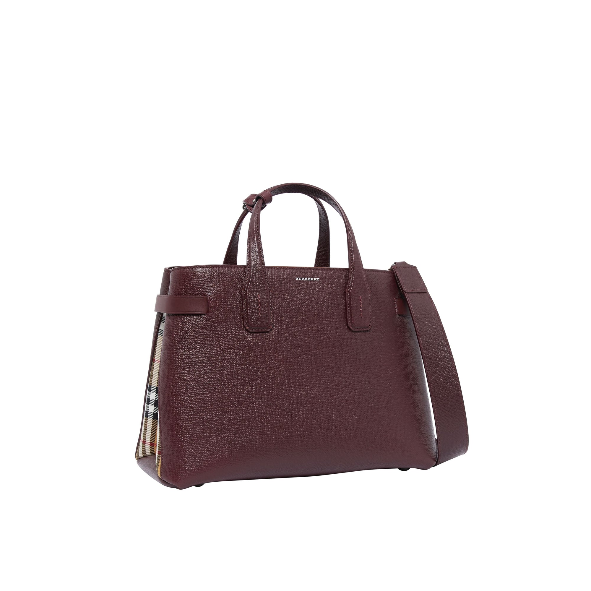 MAHOGANY RED Sac The Banner moyen en cuir avec Vintage check