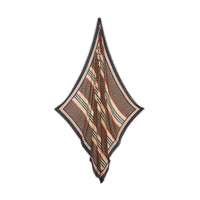 Grand carré en laine et soie monogram avec rayures iconiques - Moka foncé