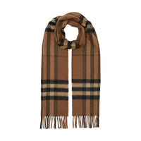 Écharpe classique en cachemire check - Brun bride