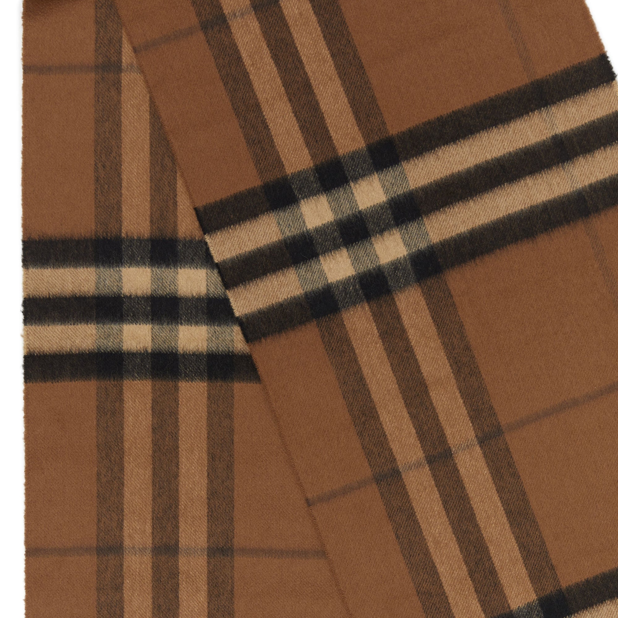 Écharpe classique en cachemire check - Brun bride