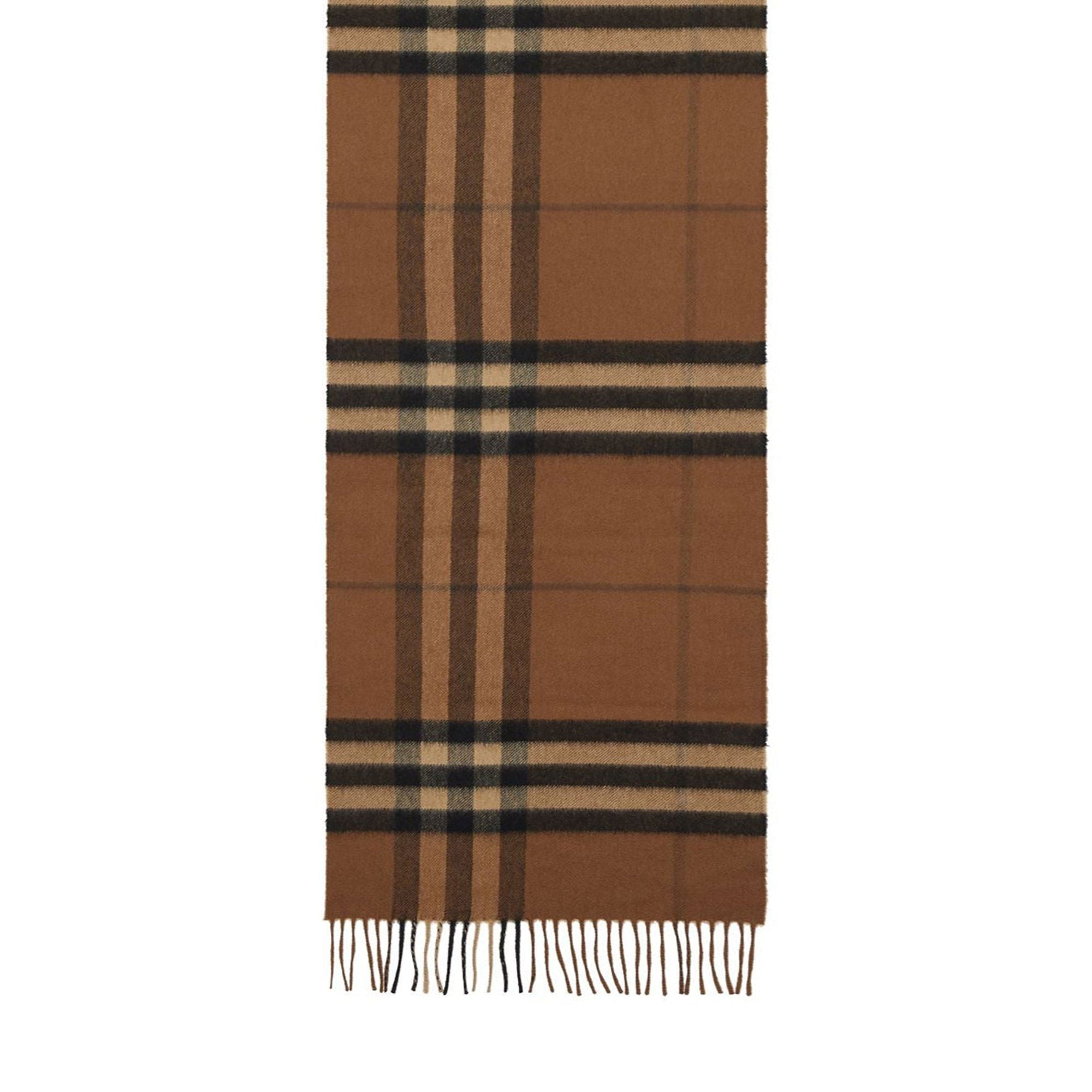 Écharpe classique en cachemire check - Brun bride