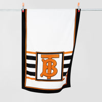 Serviette en coton Monogram avec rayures iconiques - Blanc