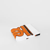 Serviette en coton Monogram avec rayures iconiques - Blanc