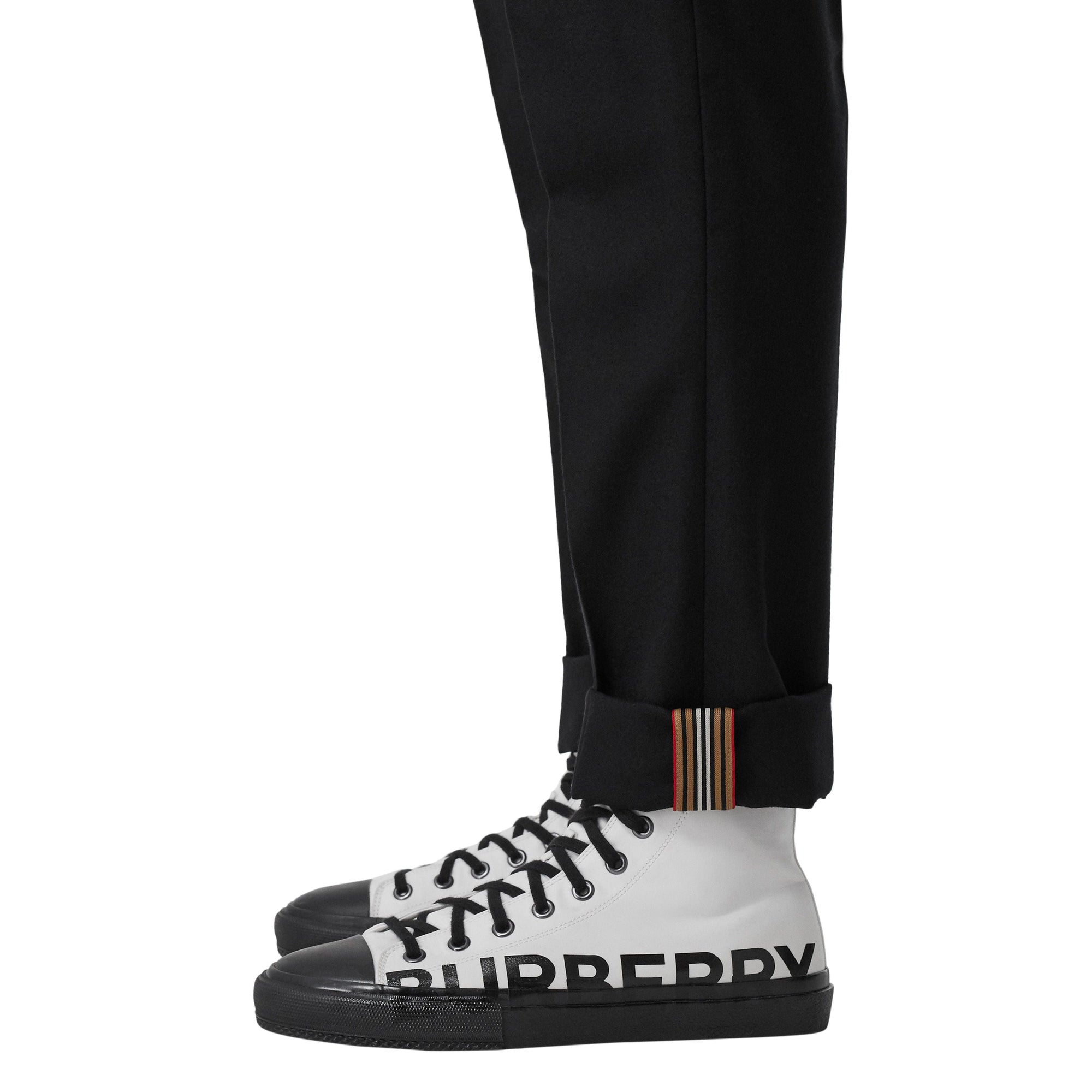 Pantalon chino slim en flanelle de laine - Noir