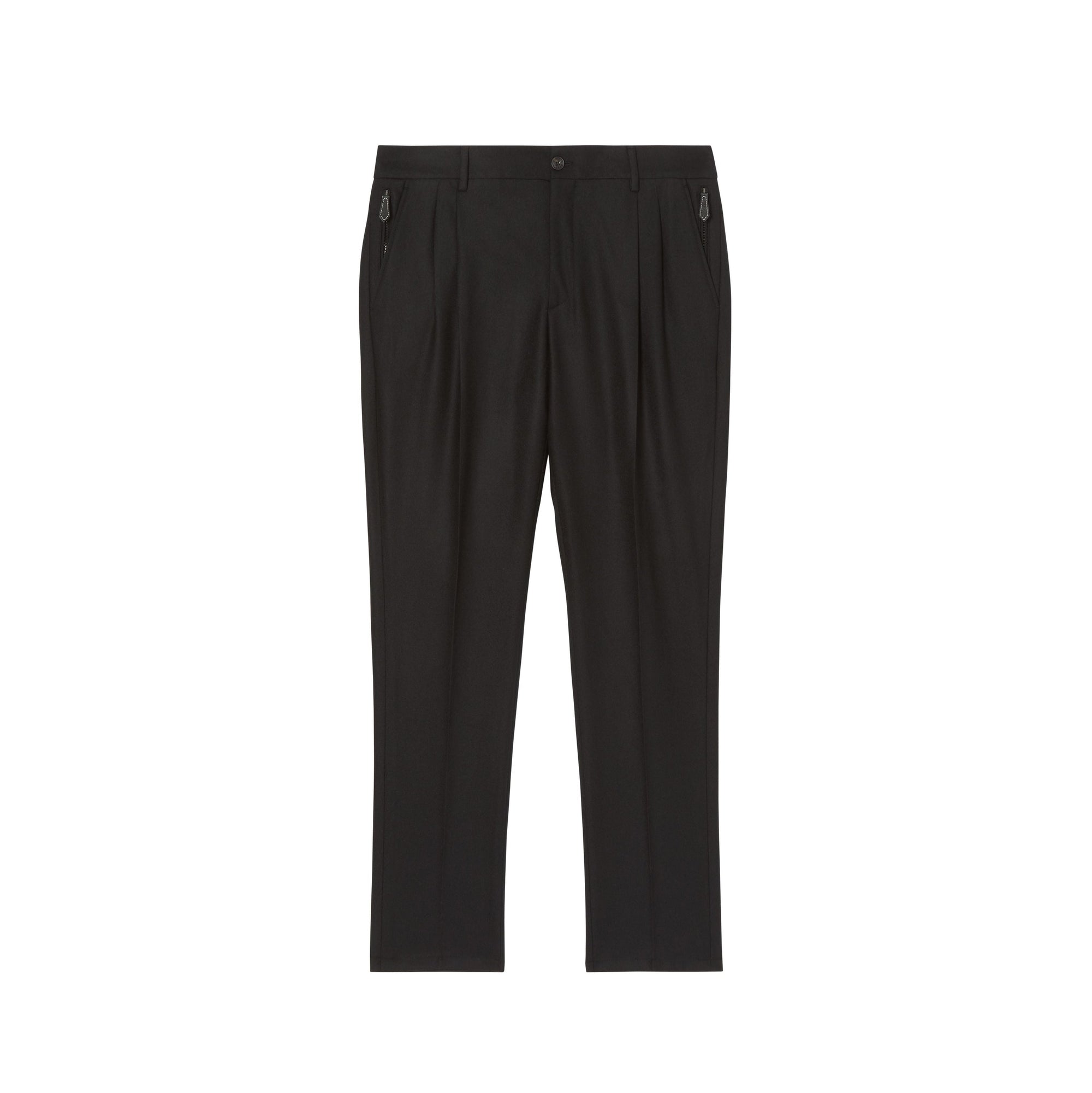 Pantalon chino slim en flanelle de laine - Noir