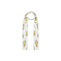 Foulard ultrafin en satin de soie à imprimé huître - Blanc Naturel
