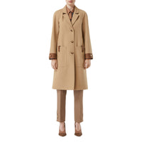 Manteau en coton contrecollé avec cuir - Biscuit