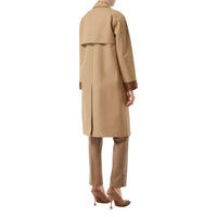 Manteau en coton contrecollé avec cuir - Biscuit