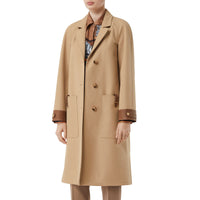 Manteau en coton contrecollé avec cuir - Biscuit