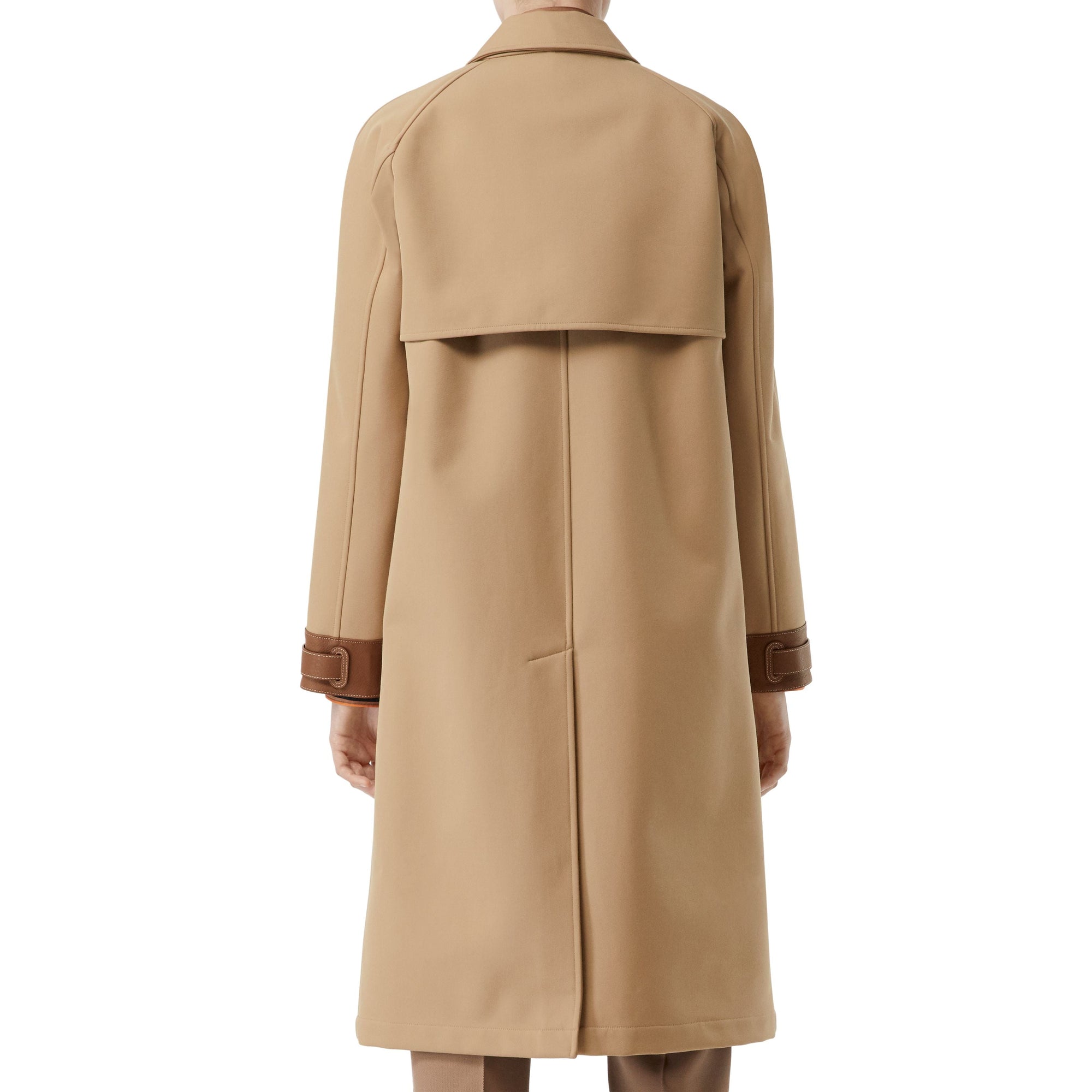 Manteau en coton contrecollé avec cuir - Biscuit