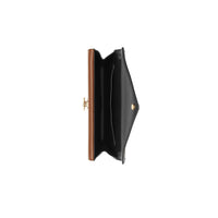 Petite clutch enveloppe TB en toile écologique rayé monogram - Brun bride